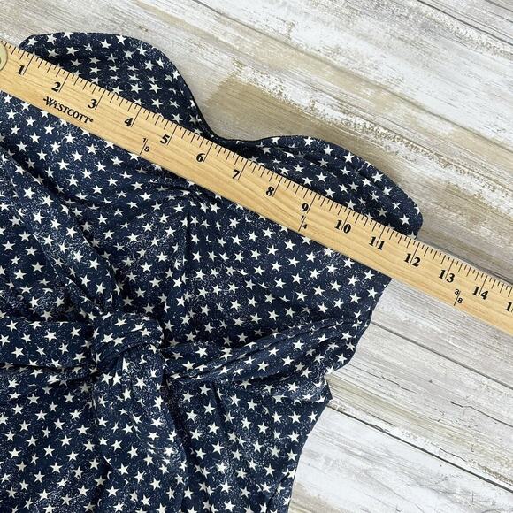 Revolve WeWoreWhat One Piece Swimsuit Size Small Blue Star Tie Front Strapless - Picture 11 of 14